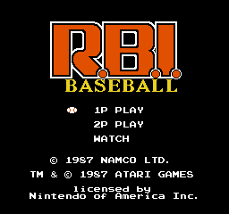 R.B.I. Baseball (USA) Title Screen